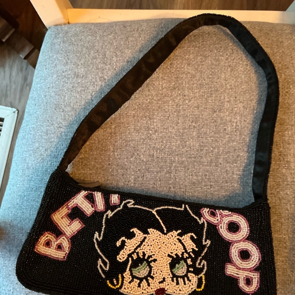 Betty Boop Black Beaded Shoulder Bag